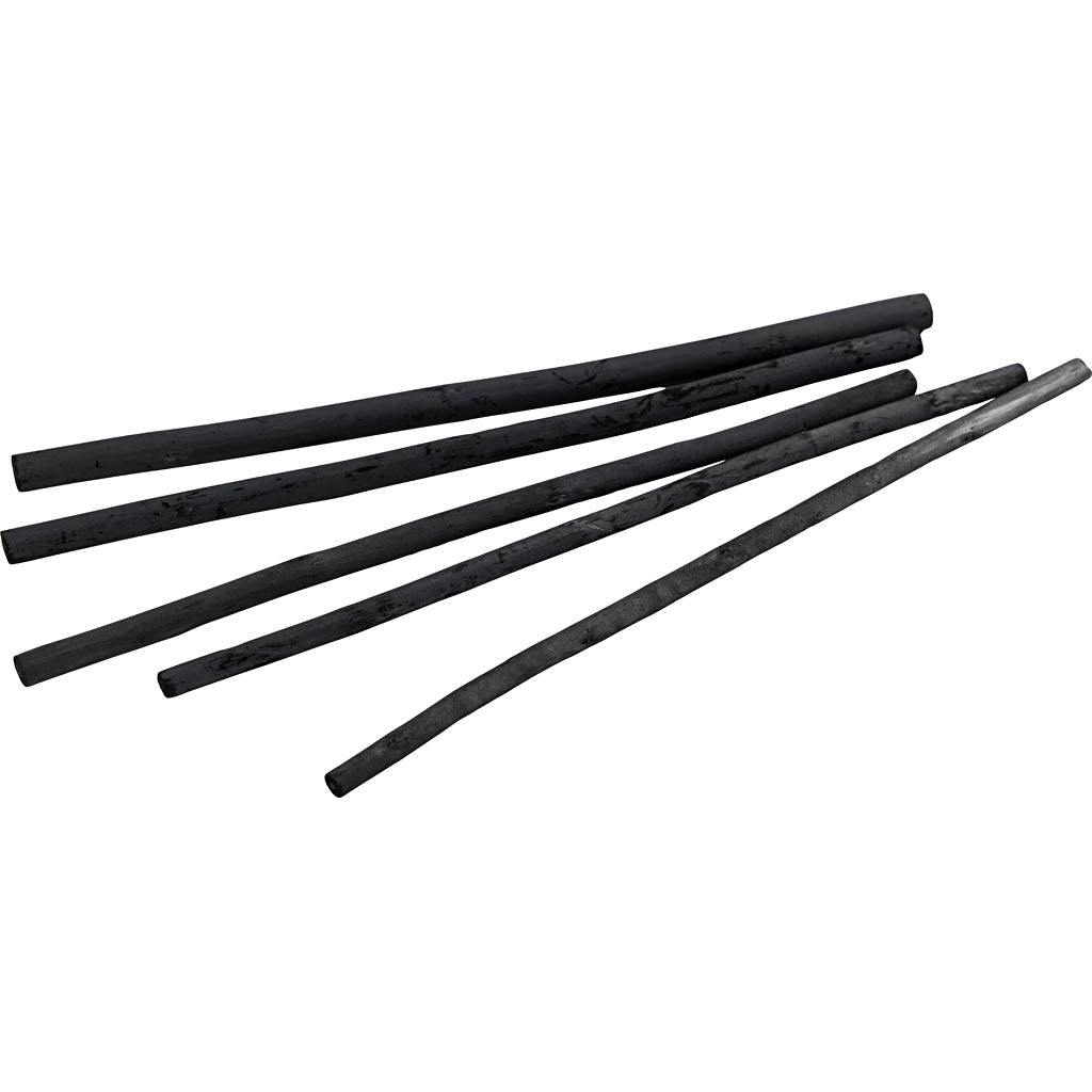Charcoal Sticks Natural L: 15cm dia. 5mm (5 Pieces)