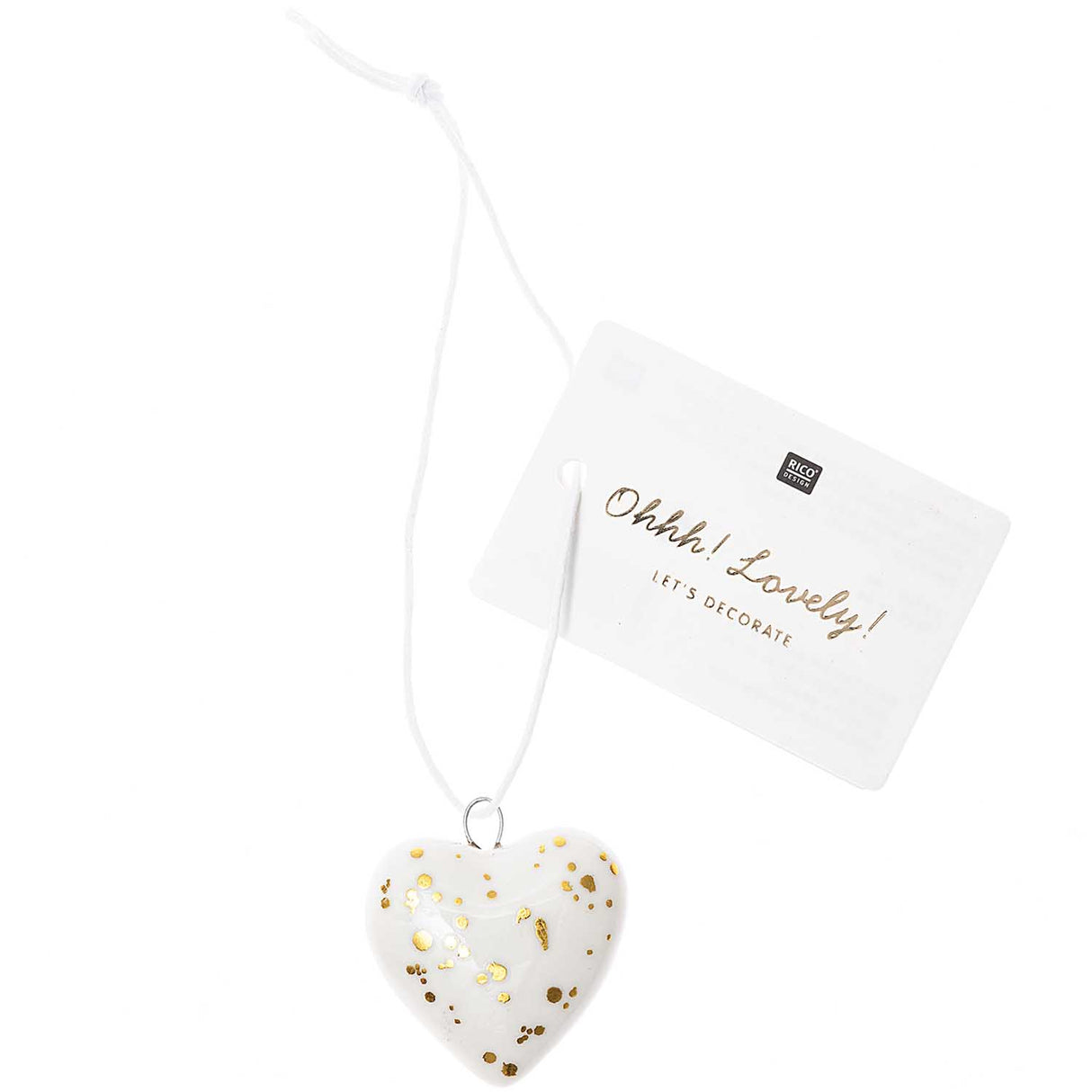 PORCELAIN TAG HEART - WHITE GOLD