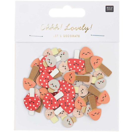 Ohhh! Lovely! Wooden litter mushroom mix colorful 48 pieces