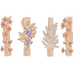 Ohhh! Lovely! Wooden clips flowers mix colorful 4.8cm 4 pieces