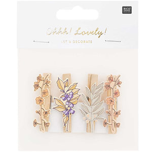 Ohhh! Lovely! Wooden clips flowers mix colorful 4.8cm 4 pieces