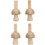 CLIPS MUSHROOM WOOD GOLD GLITTER (4 PCS)