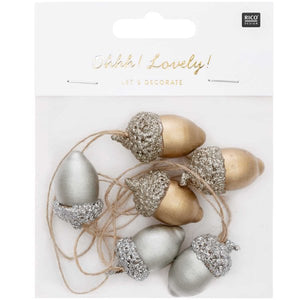 Ohhh! Lovely! Wooden hanger acorn mix gold-silver 20x35m 6 pieces