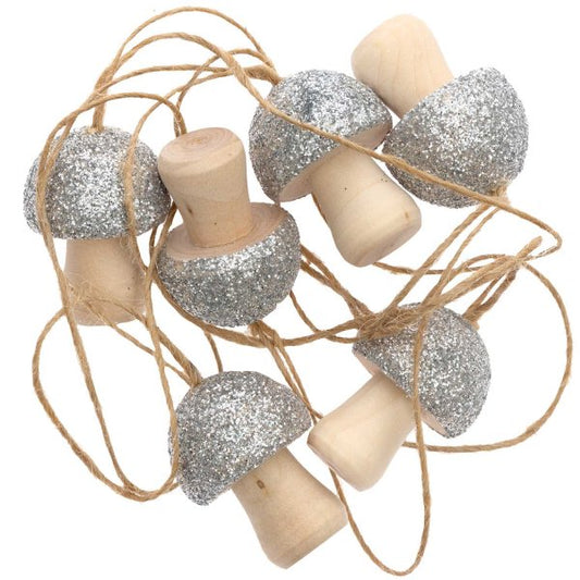 Ohhh! Lovely! Wooden hanger mushroom with glitter silver 23x30mm 6 pieces