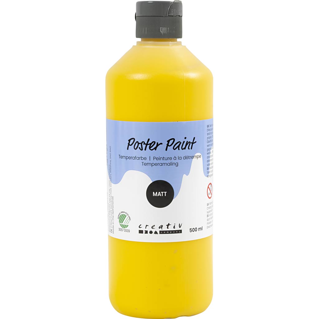 Poster Paint Matt Semi Opaque Primary Yellow 500ml