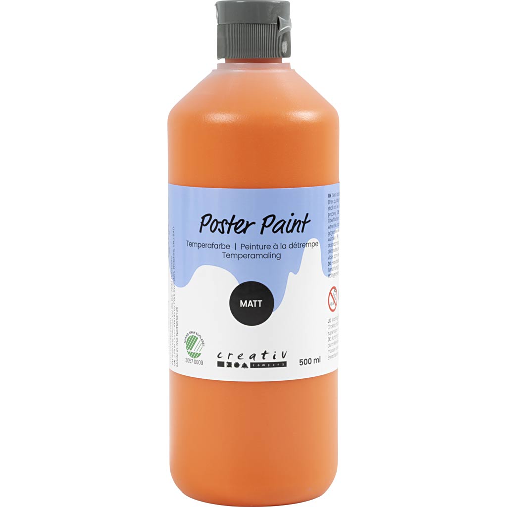 Poster Paint Matt Semi Opaque Orange 500ml