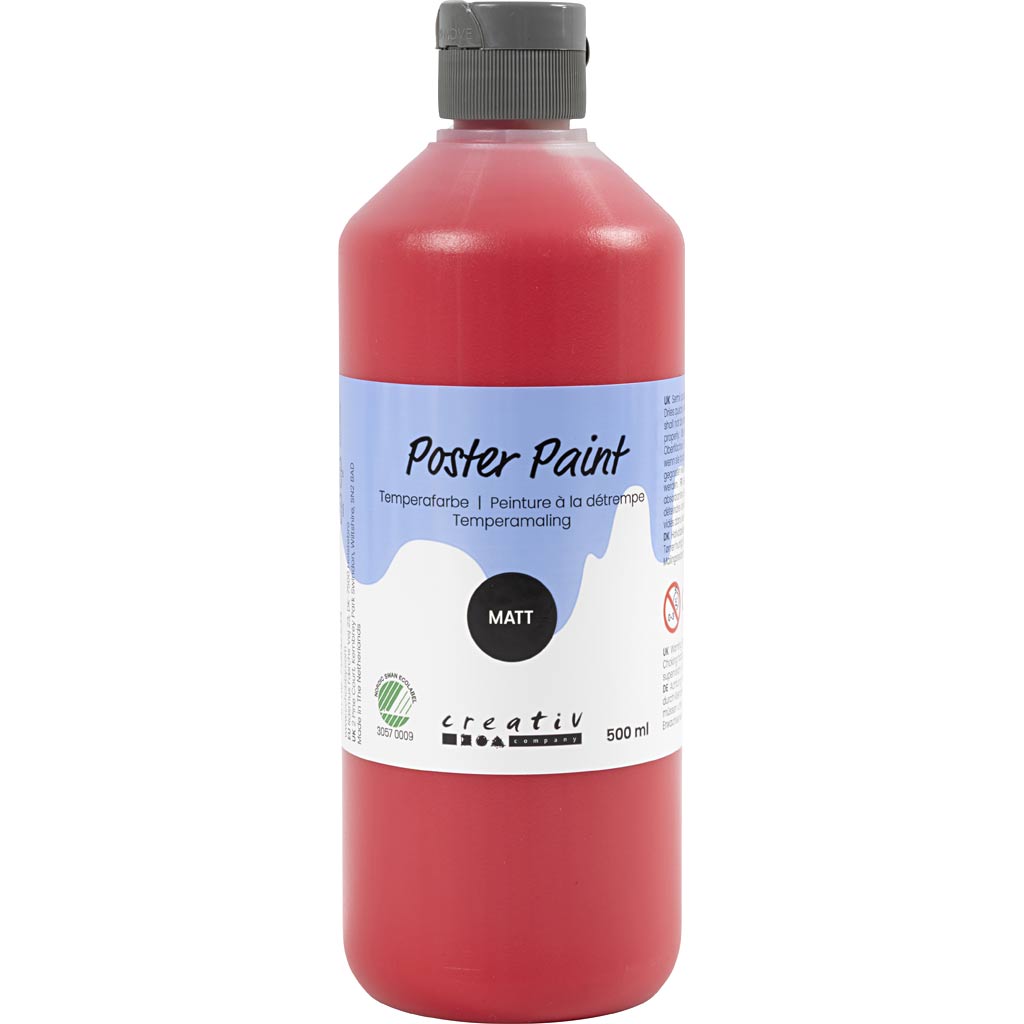 Poster Paint Matt Semi Opaque Red 500ml
