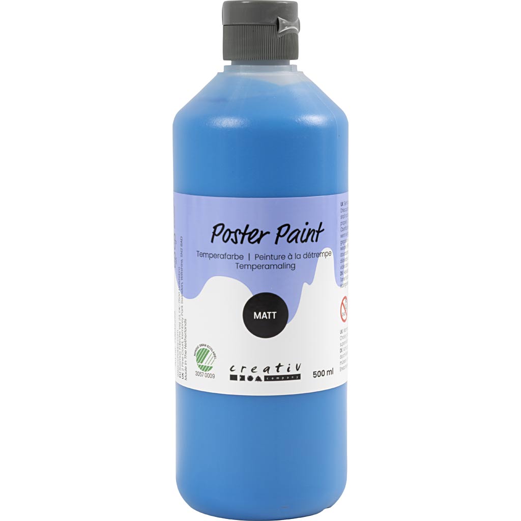 Poster Paint Matt Semi Opaque Primary Blue 500ml