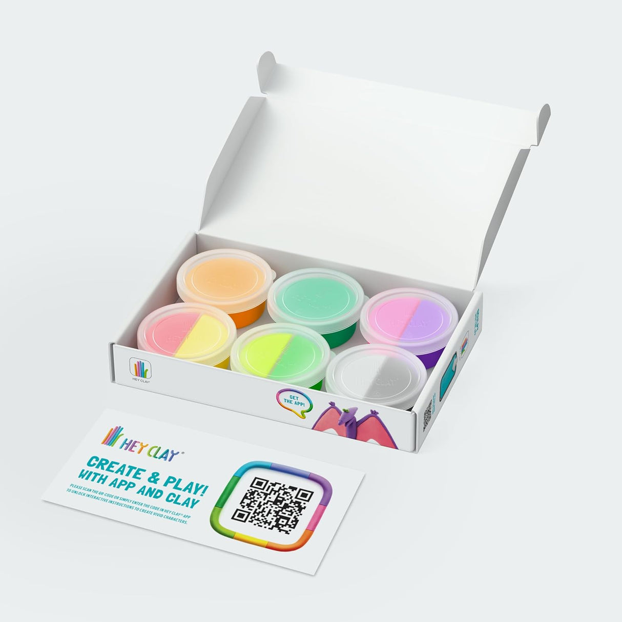 Hey Clay - Dinos: Pterodactylus,Triceratops,Tyrannosaurus (6 Cans)