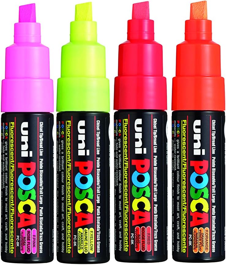 Posca Pc-8K Wallet Of 4 Fluorescent Paint Marker