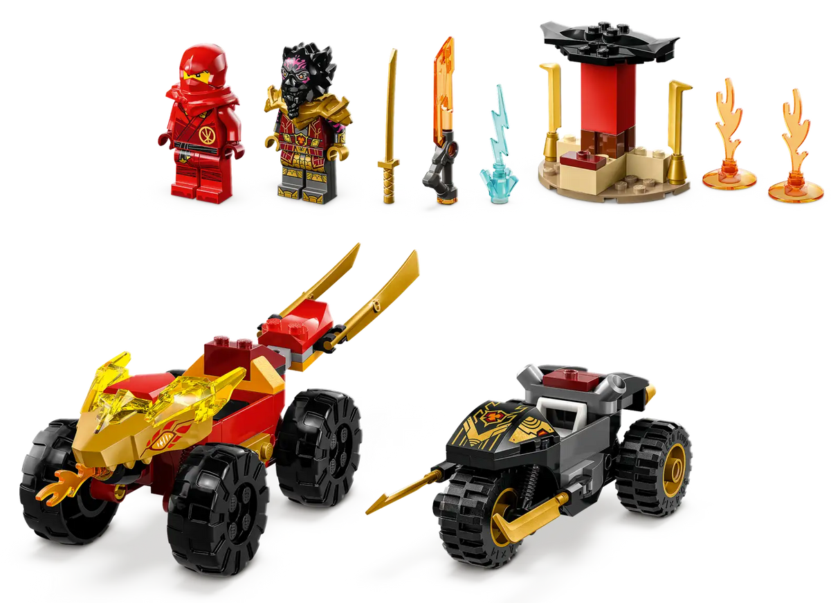 Lego Kai and Rass Car and Bike Battle