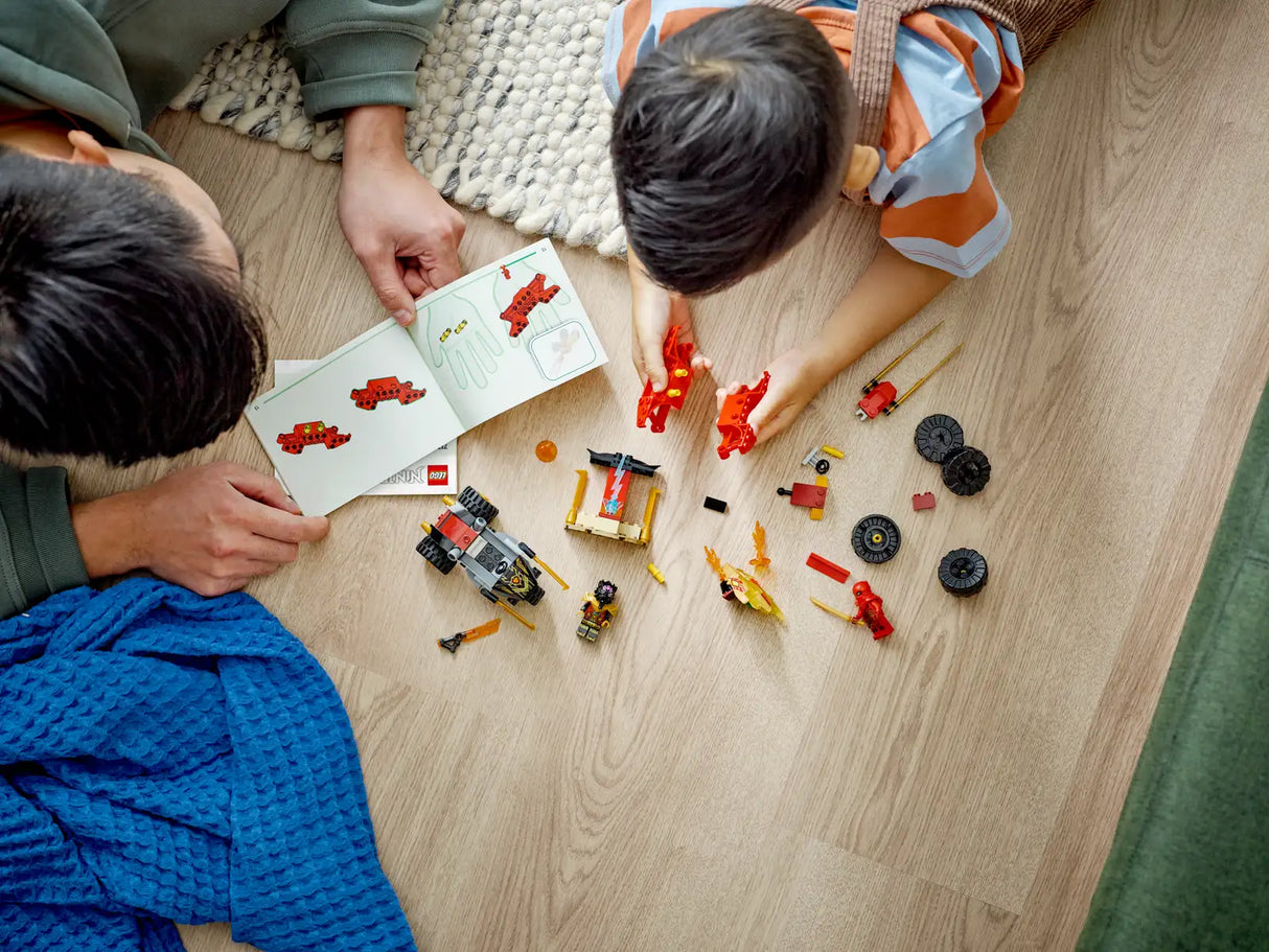 Lego Kai and Rass Car and Bike Battle