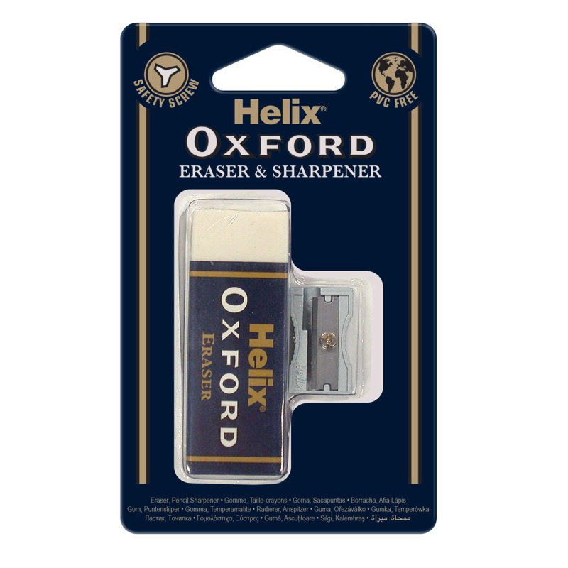 Helix Oxford Large Sleeved Eraser and Sharpener Set