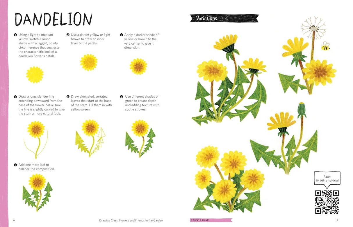 Drawing Class: Flowers and Friends In The Garden Book