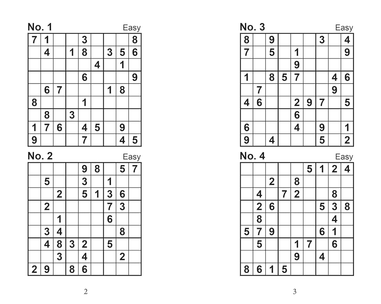 Four easy Sudoku puzzles on a white background