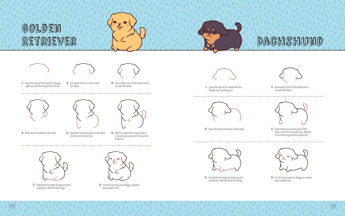 Mini Kawaii Doggies Drawing Book
