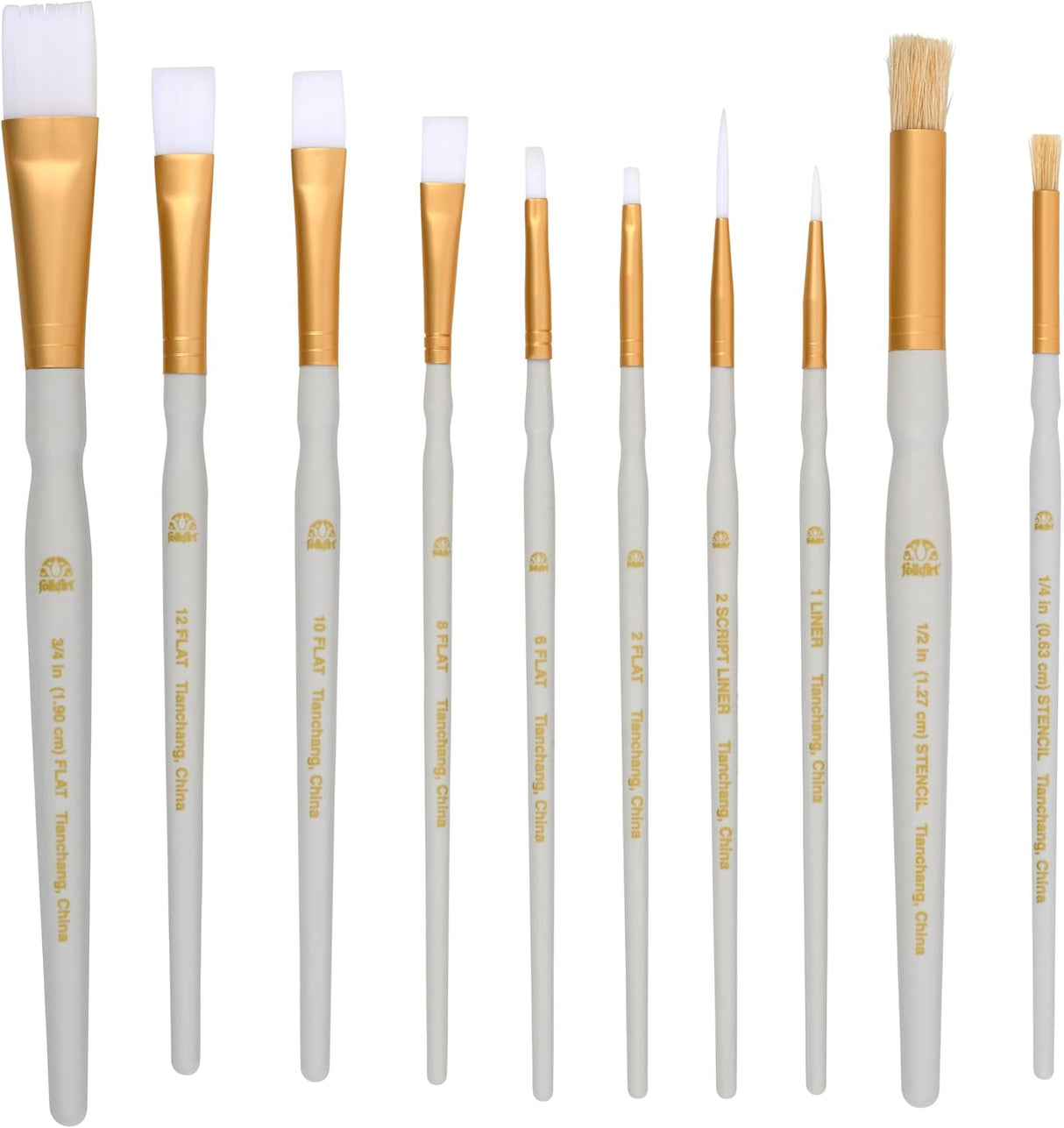 Folkart Brush Set - Glass and Fabric Set (10 Pcs)
