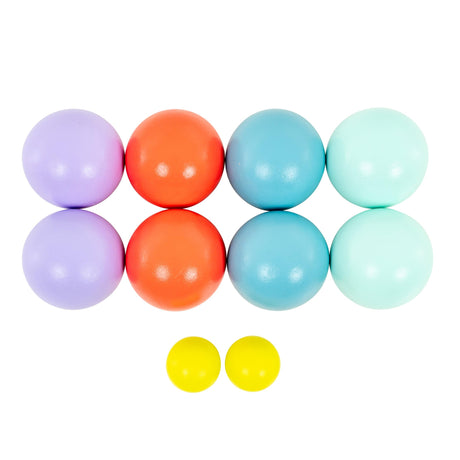 Set of colorful wooden balls on a white background