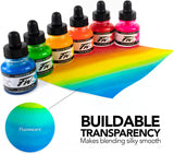 Daler-Rowney FW Acrylic Ink Bottle 6-Color Neon Set with Empty Marker