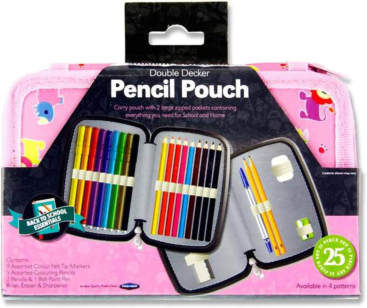 Student Solution Filled Double Decker Twin Zip Pencil Pouch - Animals