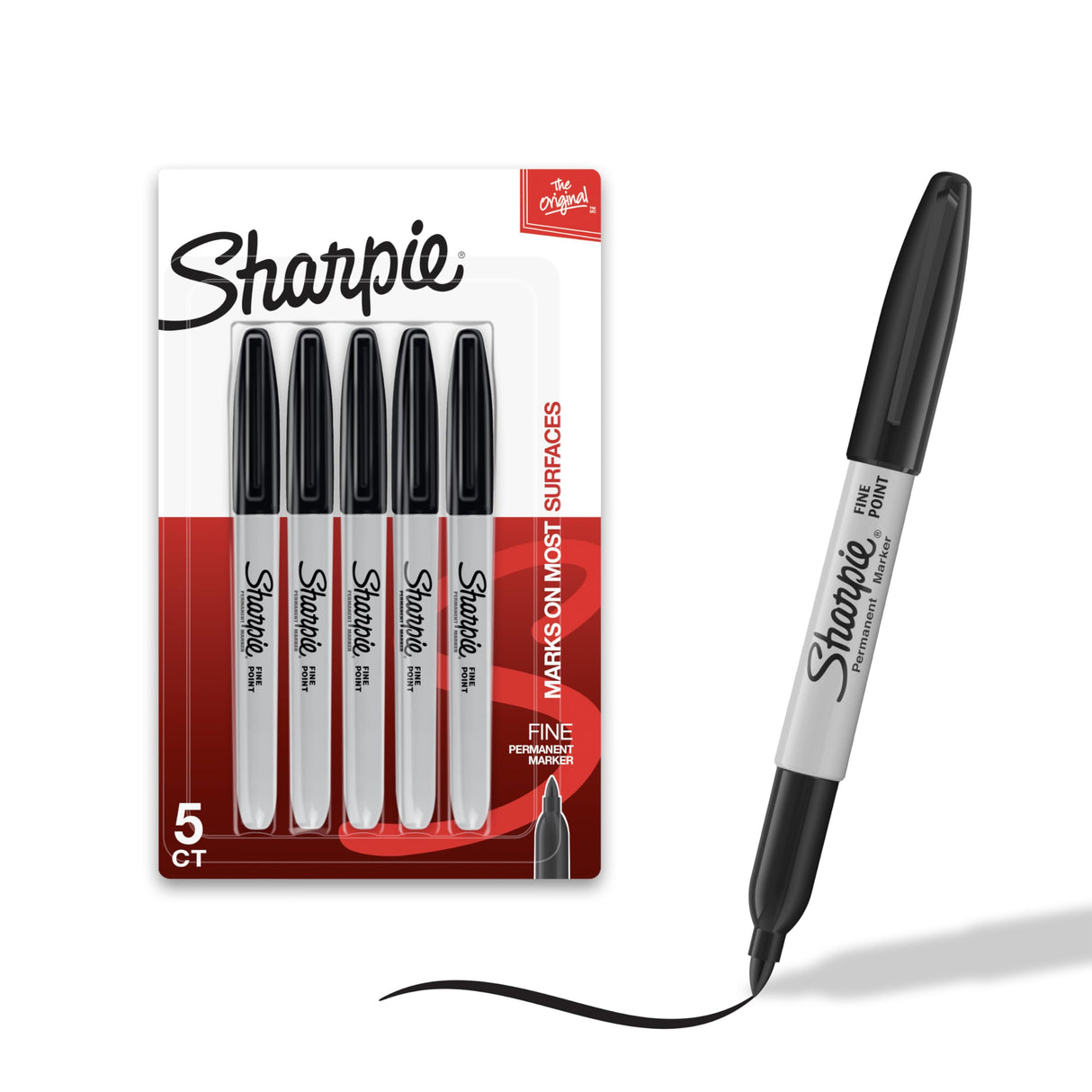 Sharpie Fine Tip Permanent Markers - Black (5 Pack)