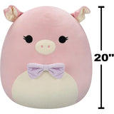 Squishmallows 20 Inch - Hettie the Pink Pig with Purple Bowtie