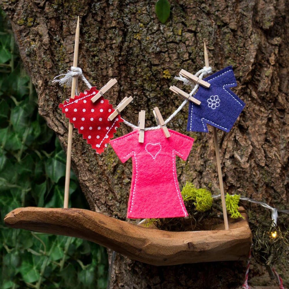 Irish Fairy Door Clothes Line Incl Female Clothes