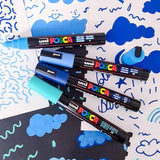 Posca PC-5M Medium Bullet Tip Paint Marker - 4 Pack Blue Mix