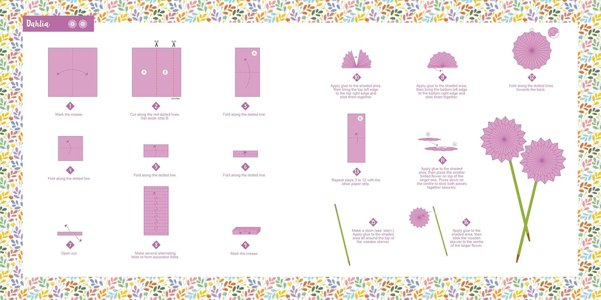 Floral design template with various shapes and patterns on a white background.