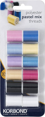 Korbond Pastel Mix Thread Selection 12x32m