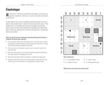 Page from a book with a puzzle involving footprints and room layout.