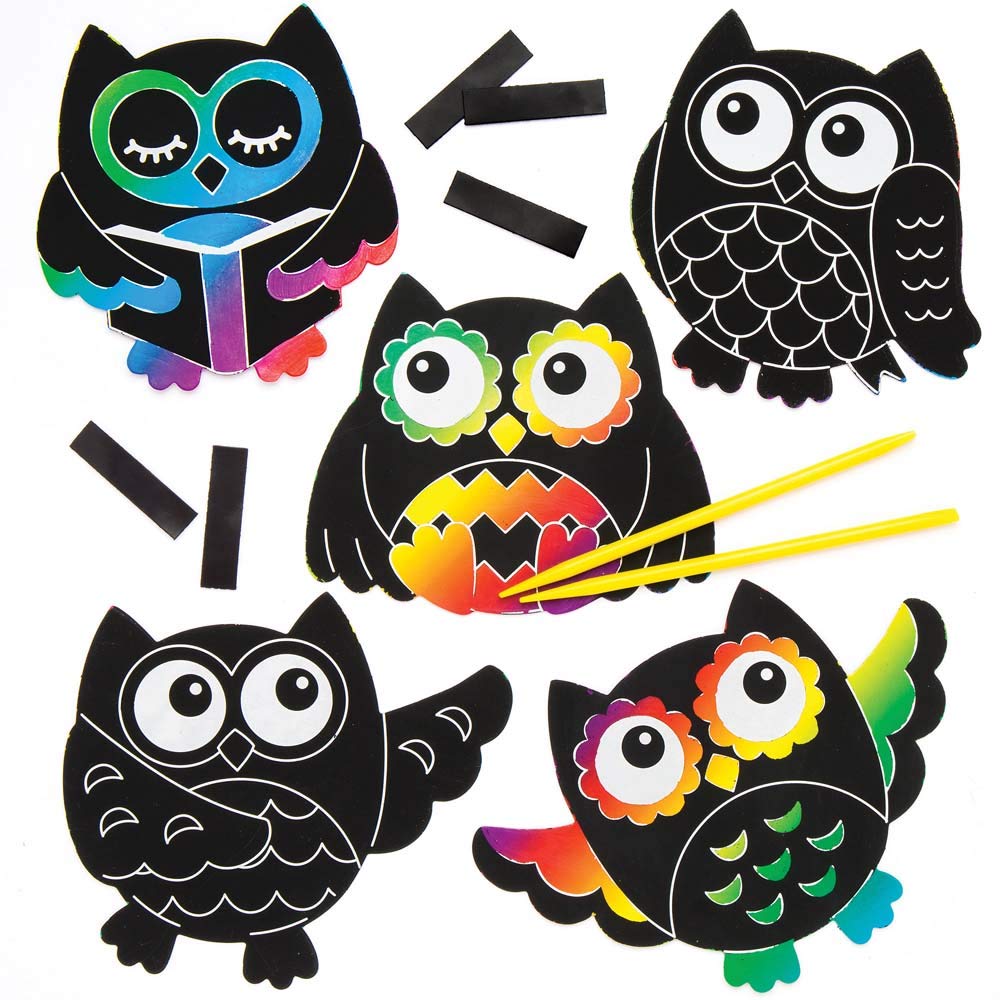 Owl Scratch Art Magnets (Pack of 10)