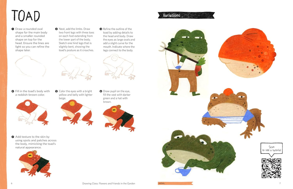 Drawing Class: Flowers and Friends In The Garden Book