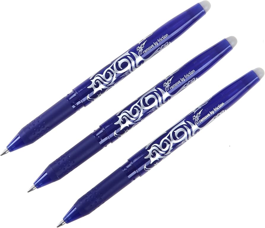 Pilot Frixion Erasable Rollerball Medium Pens - Blue (3 Pack)