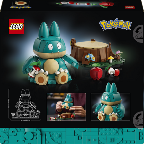 LEGO Pokémon Tapper set box front showing a teal and beige Tapper figure beside a small wooden tapping drum, with LEGO and Pokémon logos, product number 41921, and small construction photos on a black background.