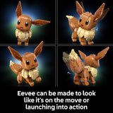Toy Eevee figure in various poses on a dark background