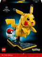 LEGO Pikachu and Poké Ball set on a dark background with LEGO and Pokémon logos.