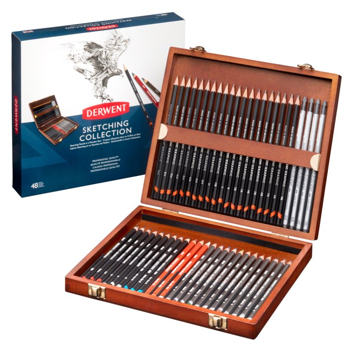 Derwent Sketching Pencils 48 Wooden Box