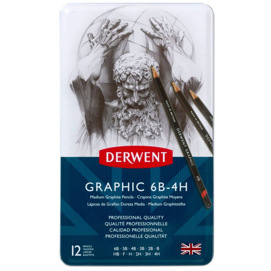 Derwent Graphic Medium Designer Pencils 12 Tin (6B-4H)
