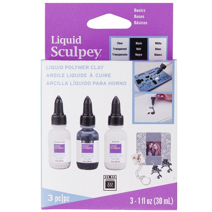 Liquid Sculpey Multi-Pack Basic Colours 30ml Clear, White and Black