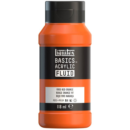 Liquitex Basics Acrylic Fluid Paint - Vivid Red Orange S1
