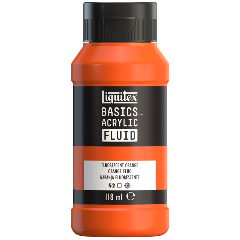 Liquitex Basics Acrylic Fluid Paint - Fluorescent Orange