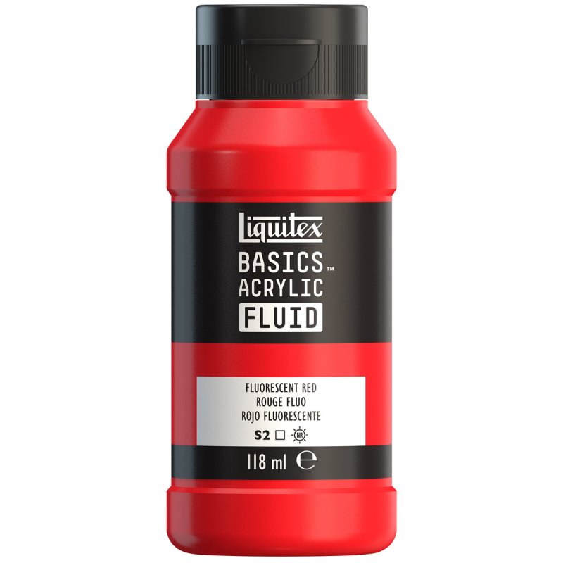 Liquitex Basics Acrylic Fluid - Fluorescent Red S2