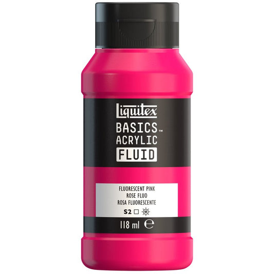 Liquitex Basics Acrylic Fluid Paint - Fluorescent Pink S2