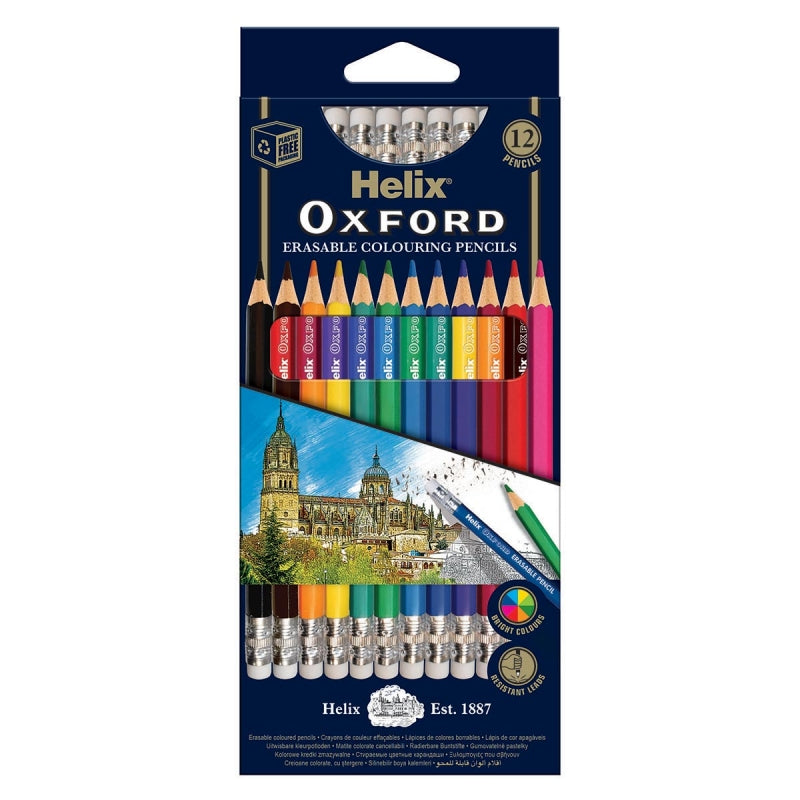 Helix Oxford Erasable Colour Pencil (Pack of 12)