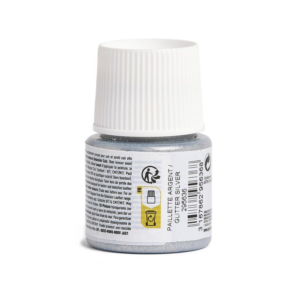 Pebeo Setacolor Leather Paint 45ml - Glitter Silver