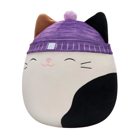 Squishmallows 16 Inch Cam the Calico Cat with Purple Beanie