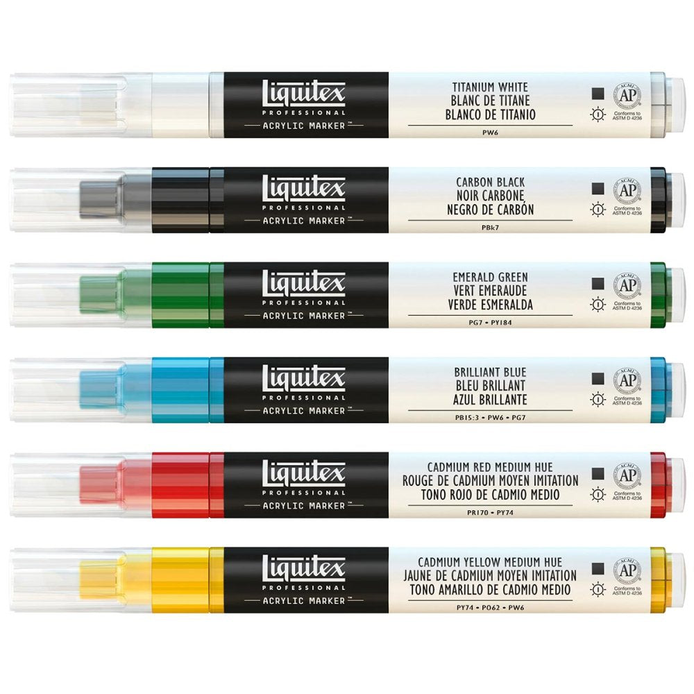 Liquitex Acrylic Marker Fine Tip Set 6x2mm - Classics