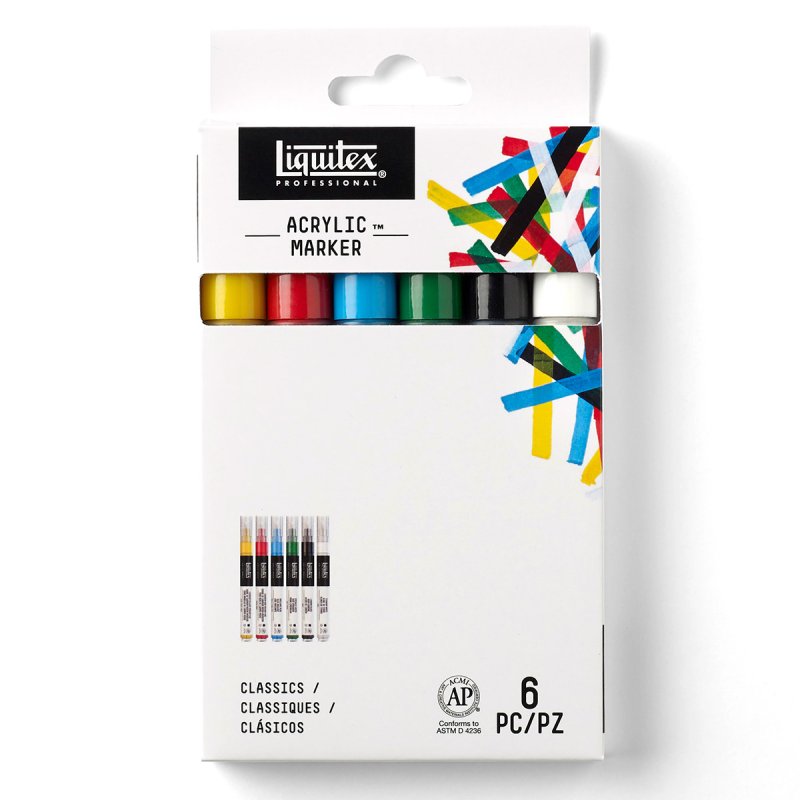 Liquitex Acrylic Marker Fine Tip Set 6x2mm - Classics