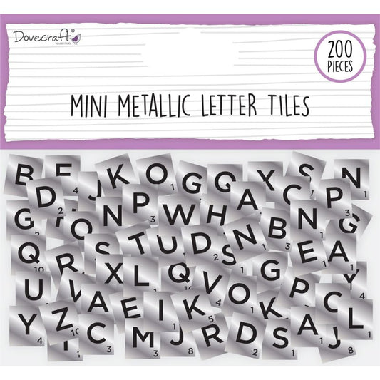 Dovecraft Mini Metallic Letter Tiles Silver - 200 Pieces